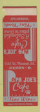 Matchbook Cover - Papa Joe's Cafe Akron OH PAPER LOSS SAMPLE