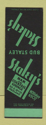 Matchbook Cover - Staley's Bar Oakland CA SAMPLE