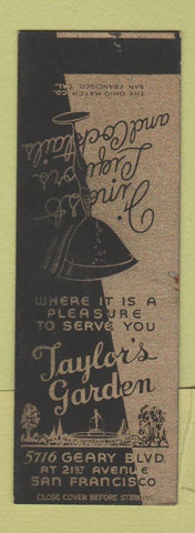 Matchbook Cover - Taylor's Garden San Francisco CA SAMPLE