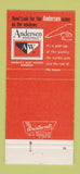 Matchbook Cover - Andersen Windows Peacock Lumber Port Huron MI 30 Strike