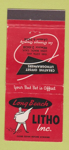 Matchbook Cover - Long Beach Litho Long Beach CA WEAR 30 Stick