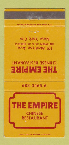 Matchbook Cover - The Empire Chinese Restaurant New York City 30 Strike