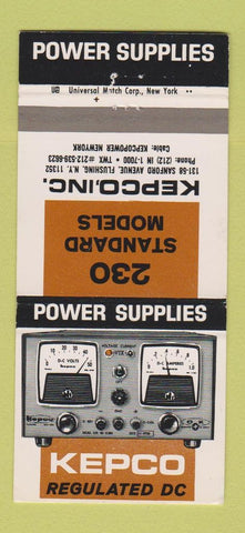 Matchbook Cover - KEPCO Power Supply Regulated DC Flushing NY 30 Strike