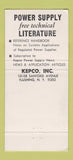 Matchbook Cover - KEPCO Power Supply Regulated DC Flushing NY 30 Strike