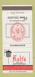 Matchbook Cover - Kalt's Restaurant Milwaukee WI 30 Strike