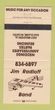 Matchbook Cover - Jim Radloff Band Eau Claire WI 30 Strike