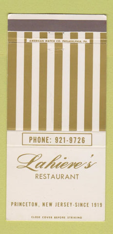 Matchbook Cover - Lahiere's Restaurant Princeton NJ 30 Strike