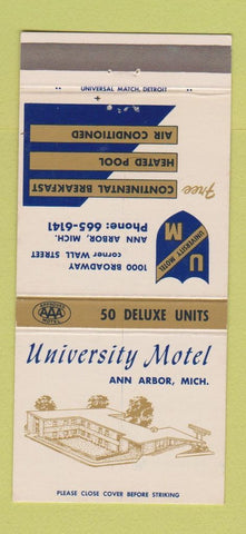 Matchbook Cover - University Motel Ann Arbor MI 30 Strike
