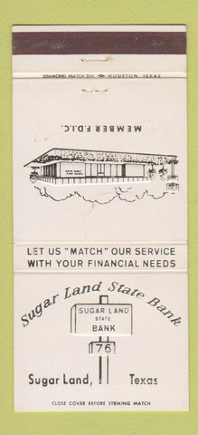 Matchbook Cover - Sugar Land State Bank TX WEAR 30 Strike