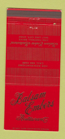 Matchbook Cover - Balsam Embers Restaurant Salt Lake City UT 30 Strike