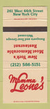 Matchbook Cover - Mamma Leone's Restaurant New York City WEAR 30 Strike