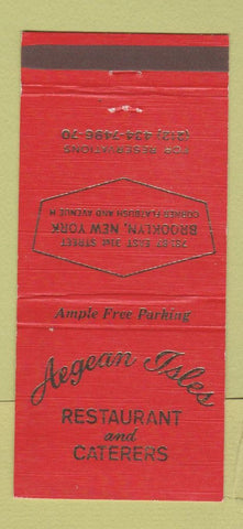 Matchbook Cover - Aegean Isles Restaurant Brooklyn NY 30 Strike