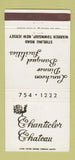 Matchbook Cover - Chanticler Chateau Warren Township NJ 30 Strike