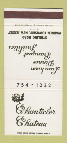 Matchbook Cover - Chanticler Chateau Warren Township NJ 30 Strike