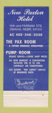 Matchbook Cover - New Paxton Hotel Omaha NE 30 Strike