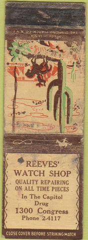 Matchbook Cover - Reeves Watch Shop POOR cactus