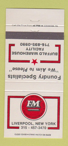 Matchbook Cover - EM Foundry Material Liverpool NY 30 Strike