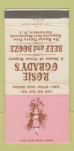 Matchbook Cover - Rosie O'Grady's Restaurant Eatontown NJ WEAR 30 Strike
