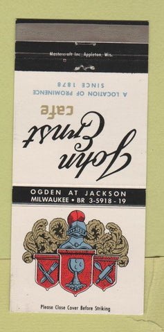 Matchbook Cover - John Ernst Cafe Milwaukee WI 30 Strike