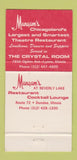 Matchbook Cover - Mangam's Theatre Restaurant Chicago Dundee IL 30 Strike