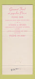 Matchbook Cover - Plame Restaurant Cincinnati OH 30 Strike