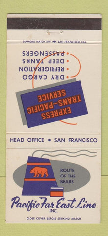 Matchbook Cover - Pacific Far East Line San Francisco CA shipping  30 Strike