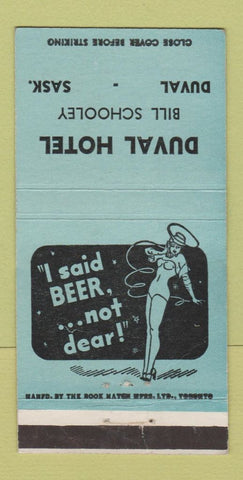 Matchbook Cover - Duval Hotel Duval SK girlie Bill Schooley 30 Strike