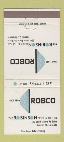 Matchbook Cover - Robco Robinson Tile Brick Denver Colorado 30 Strike