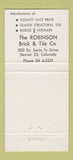 Matchbook Cover - Robco Robinson Tile Brick Denver Colorado 30 Strike