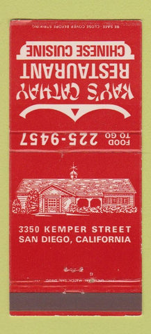 Matchbook Cover - Kay's Cathay Restaurant Chinese San Diego CA 30 Strike