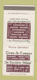Matchbook Cover - Town & Campus Restaurant Motor Lodge Union NJ 30 Strike