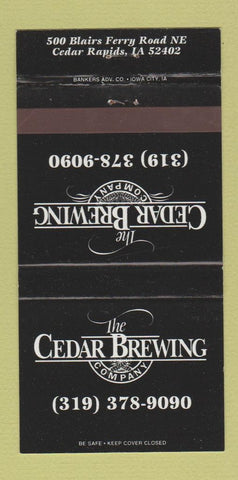 Matchbook Cover - Cedar Brewing Beer Cedar Rapids IA 30 Strike