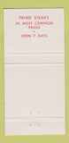 Matchbook Cover - The Guv'nor Steak House New York City 30 Strike