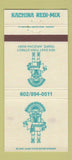 Matchbook Cover - Kachina Redi Mix Concrete Tempe AZ WEAR 30 Strike
