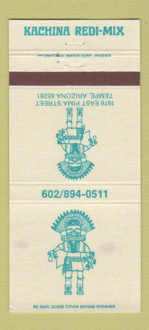 Matchbook Cover - Kachina Redi Mix Concrete Tempe AZ WEAR 30 Strike