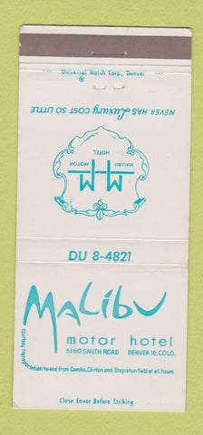 Matchbook Cover - Malibu Motor Hotel Denver Colorado 30 Strike