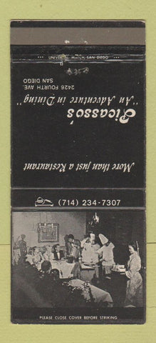 Matchbook Cover - Picasso's Restaurant San Diego CA 30 Strike