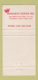 Matchbook Cover - Monarch Dodge Lauderdale Lakes FL Bee Back Club 30 Strike