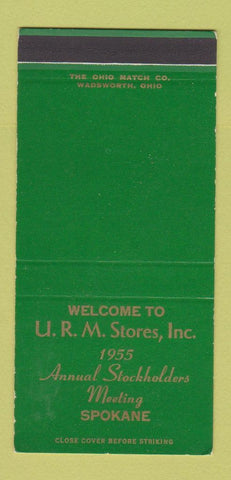 Matchbook Cover URM Stores Stockholders Meeting Spokane WA SAMPLE 1955 30 Strike