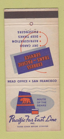 Matchbook Cover - Pacific Far East Line San Francisco CA shipping  30 Stick