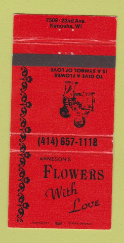 Matchbook Cover - Arneson's Flowers Kenosha WI 30 Strike