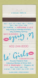 Matchbook Cover - Le Girls Cabaret Strip Club Phoenix AZ WEAR 30 Strike