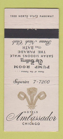 Matchbook Cover - Ambassador Hotels Chicago IL 30 Stick