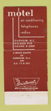Matchbook Cover - Eden Rock Motel Durham NC 30 Strike