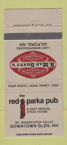 Matchbook Cover - Red Parka Pub Downtown Glen NH Gilford 30 Strike