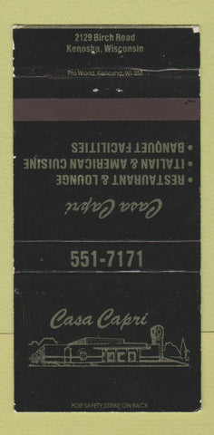 Matchbook Cover - Casa Capri Restaurant Italian Kenosha WI 30 Strike