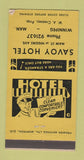 Matchbook Cover - Savoy Hotel Winnipeg MB YELLOW WEAR 30 Strike