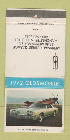 Matchbook Cover - 1972 Oldsmobile Merrimack St Manchester NH WORN 30 Strike