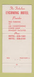 Matchbook Cover - Lycoming Hotel Scotch & Sirloin Williamsport PA 30 Strike
