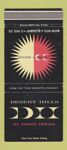 Matchbook Cover - Desert Hills Motor Hotel El Paso TX WEAR 30 Strike